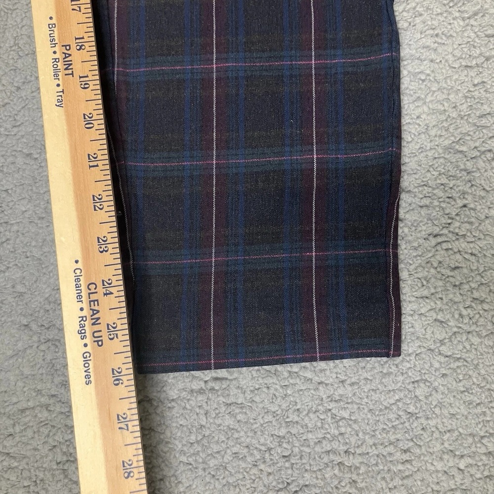J. Jill Pants 14 Stretch Gray Jewel Gem Toned Tartan Plaid Chino Slacks Soft EUC - Picture 8 of 9